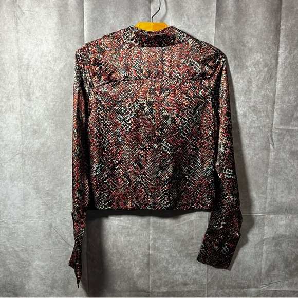 NWT Nicholas Women's Page Print Long Sleeve Top Red Black Snake Reptile sz US 2 - Picture 7 of 10